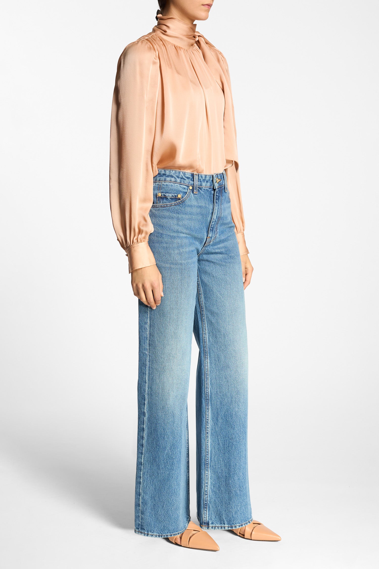 Ulla Johnson Denim Willow Jean jean large bleu Danube coton
