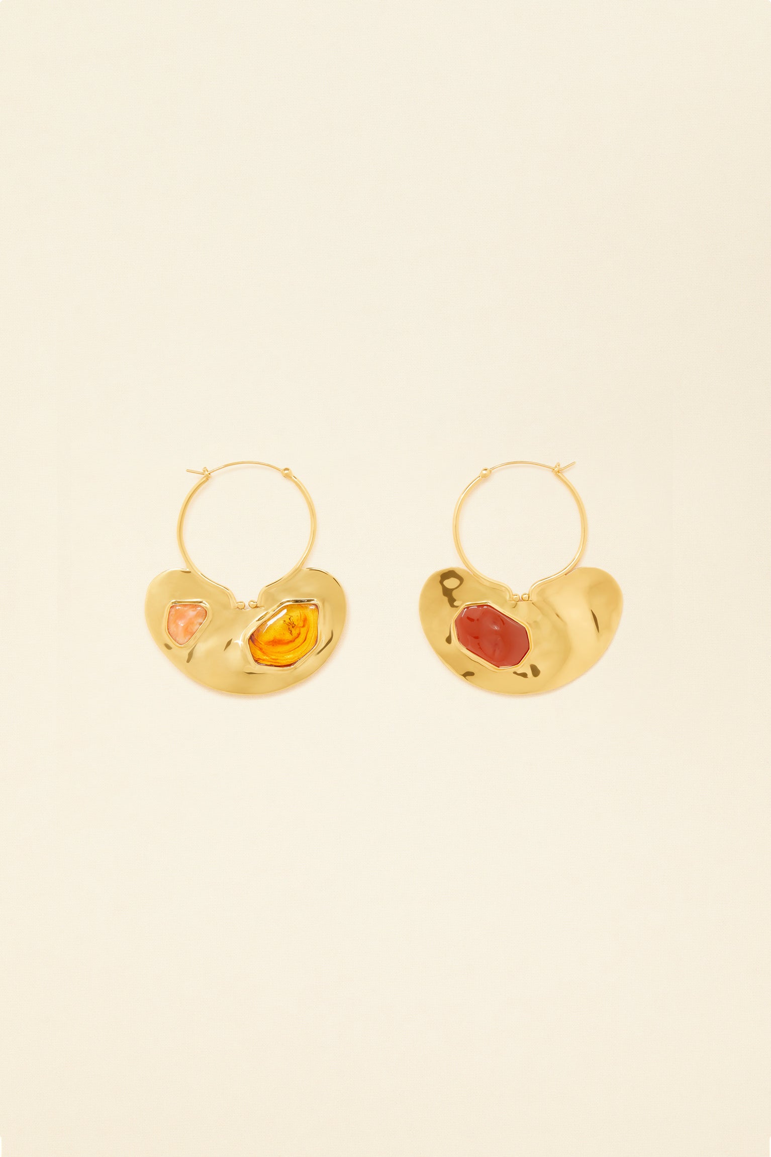 Patou Jewellery boucles d'oreilles créoles laiton pierres dorées TU