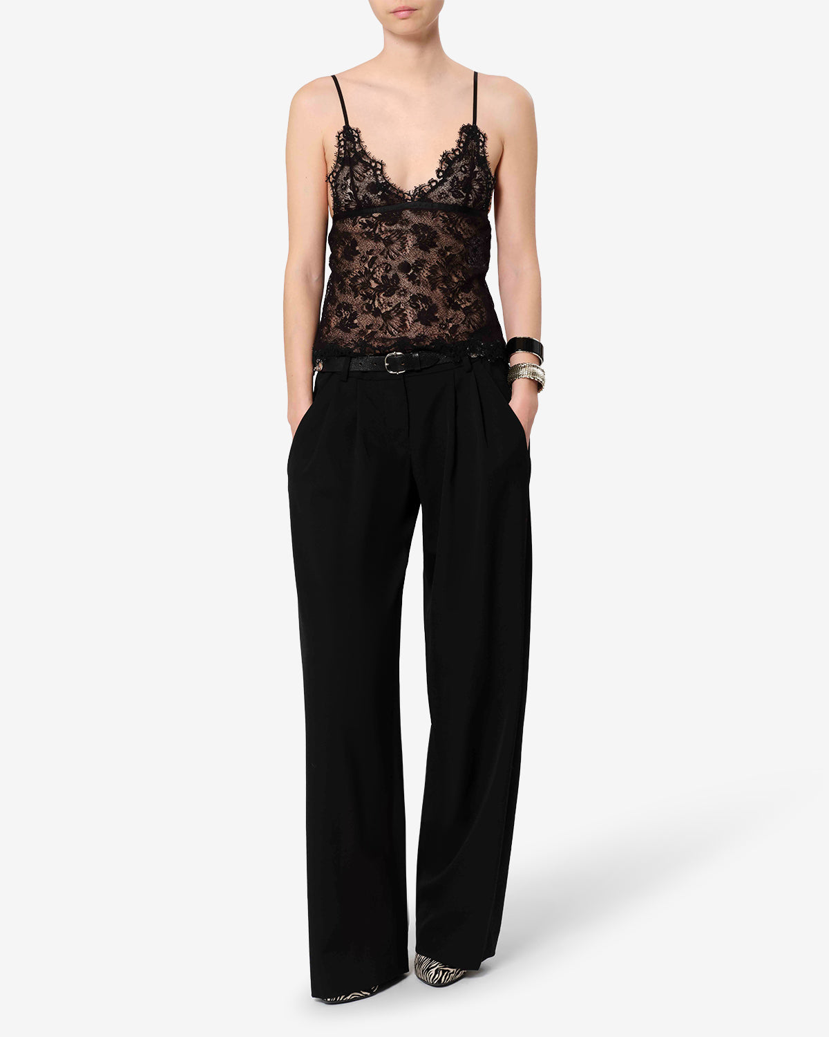 Isabel Marant Liu bracelet manchette noir argenté