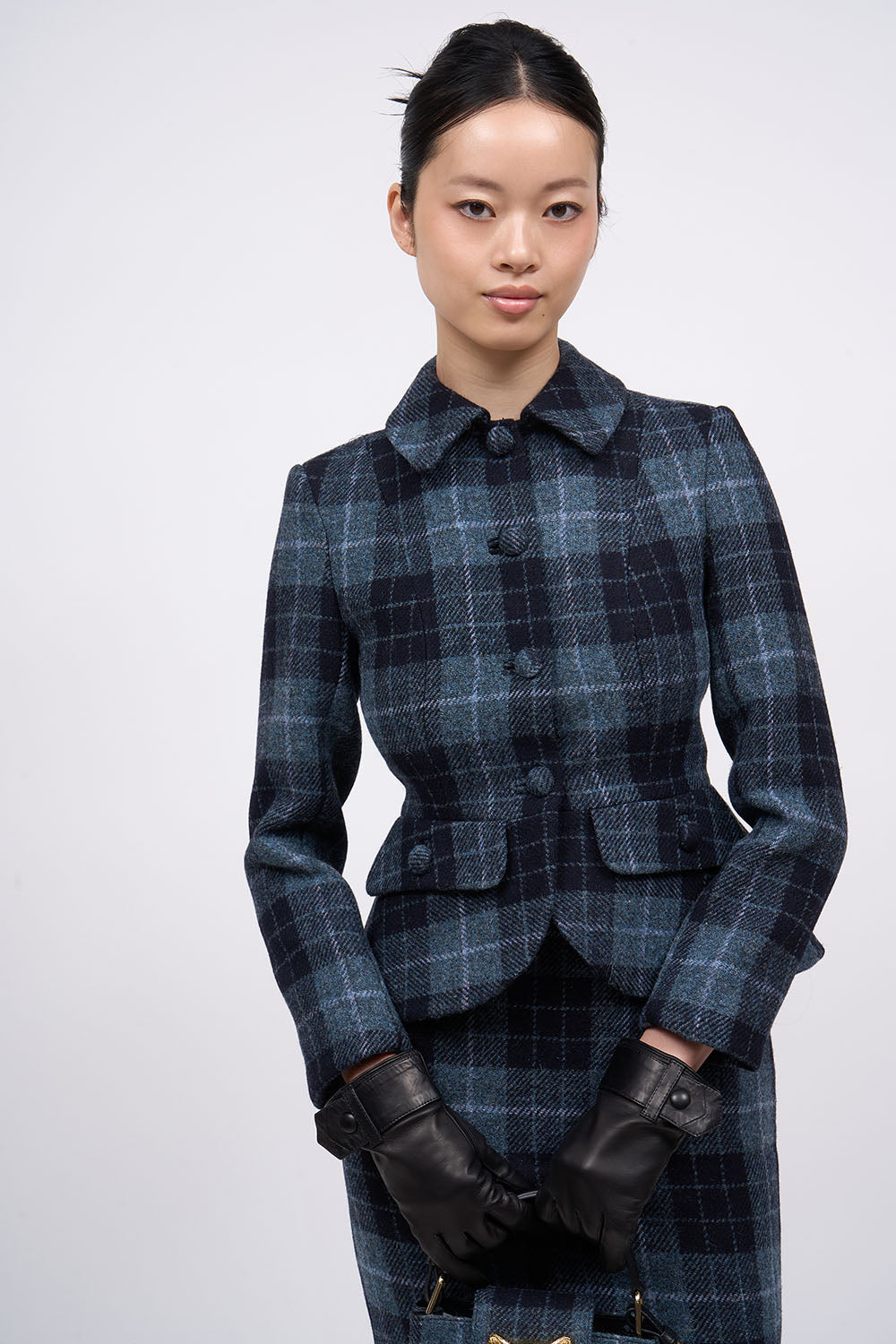 Paul & Joe Celimene veste cintrée laine indigo Harris Tweed