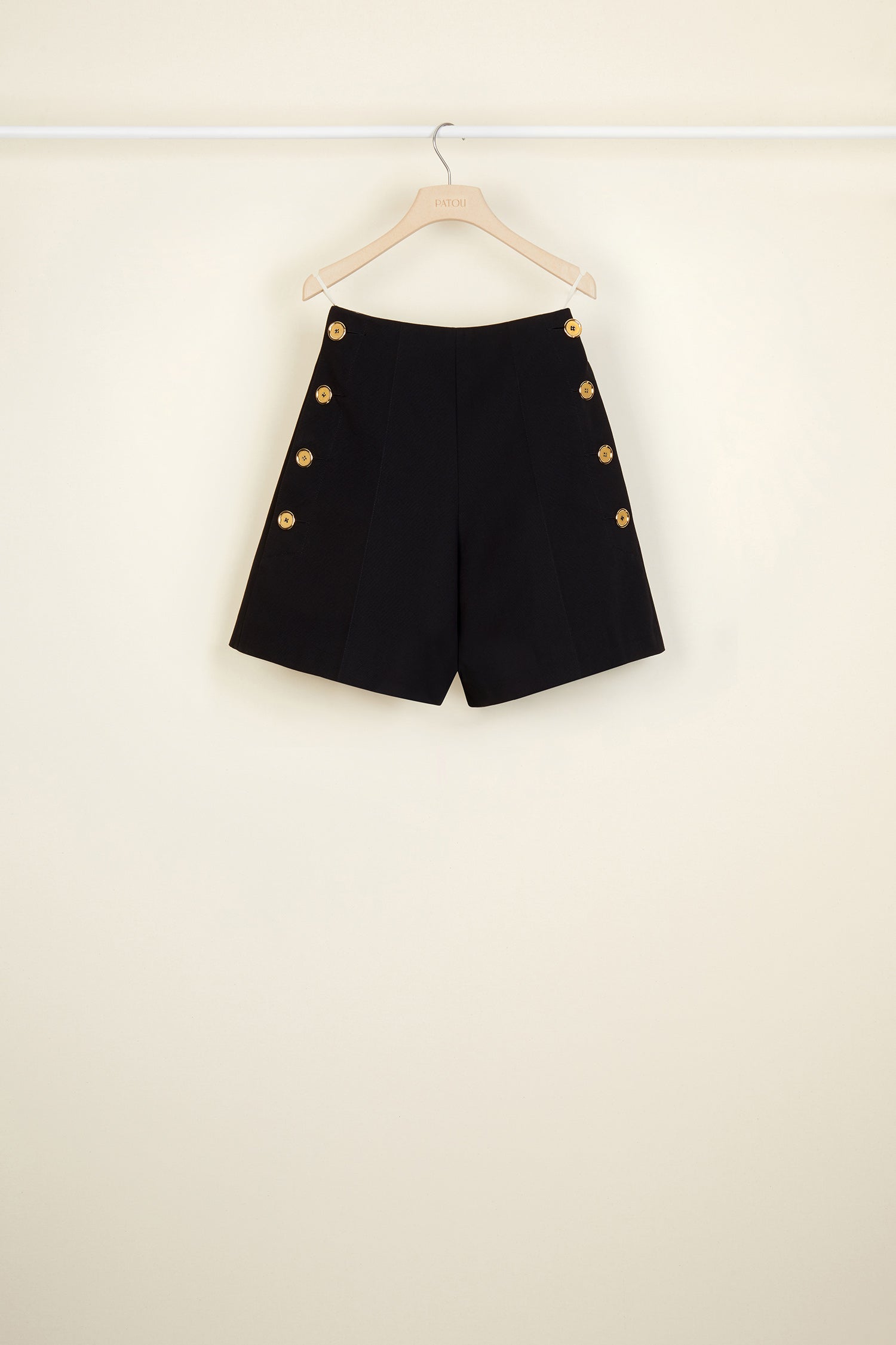 Patou High-Waisted Short Coton Noir Panama