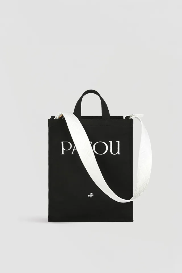Patou AC062 tote toile coton noir vertical logo