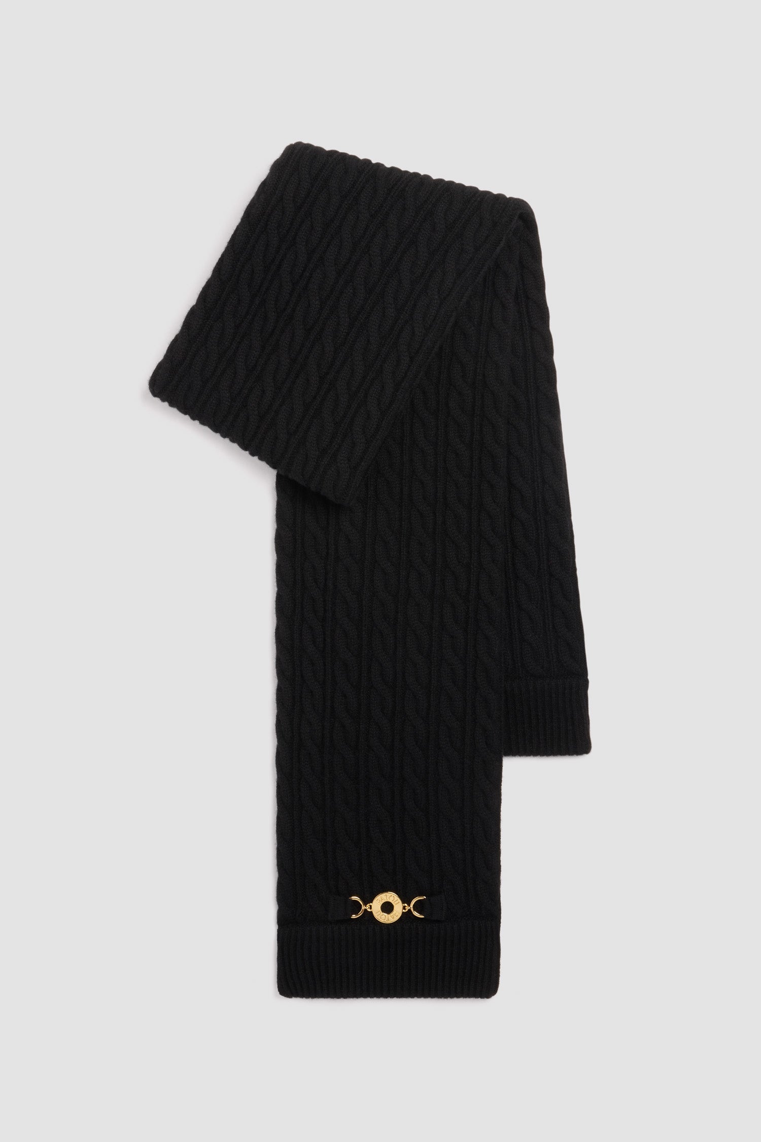 Patou Cable Knit H25AC104 écharpe noire laine