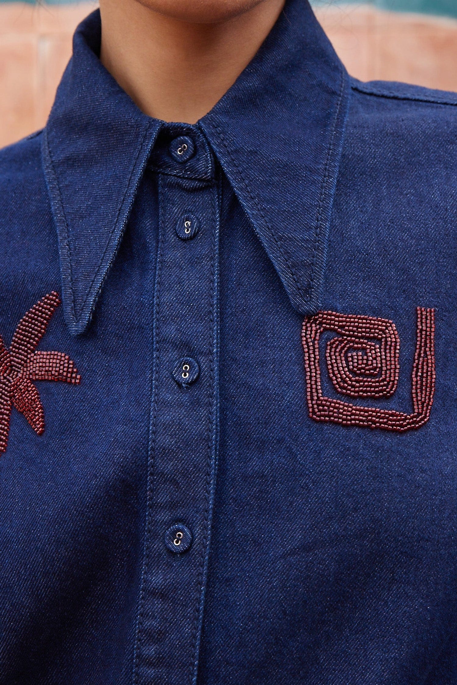 Alemais Delany chemise jean perlée coton
