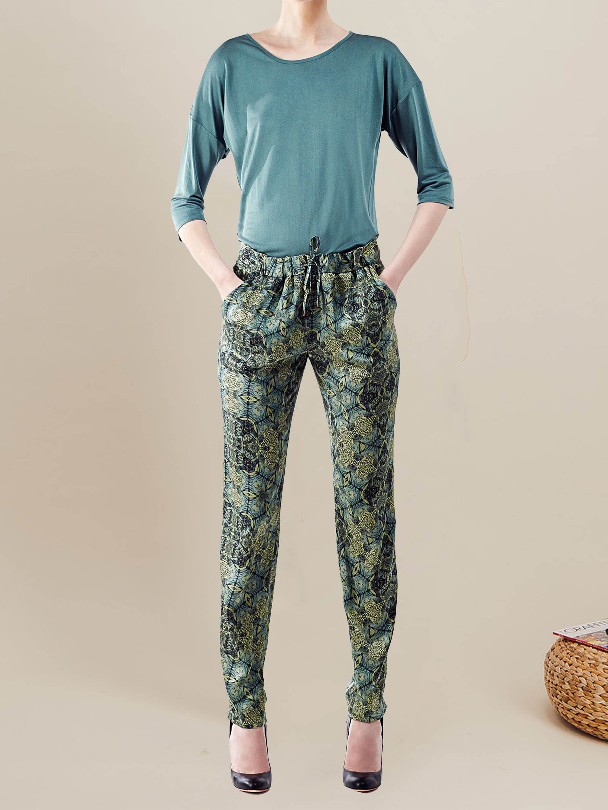 Anahide Saint André SIRIUS pantalon jogging soie bleu orange 38