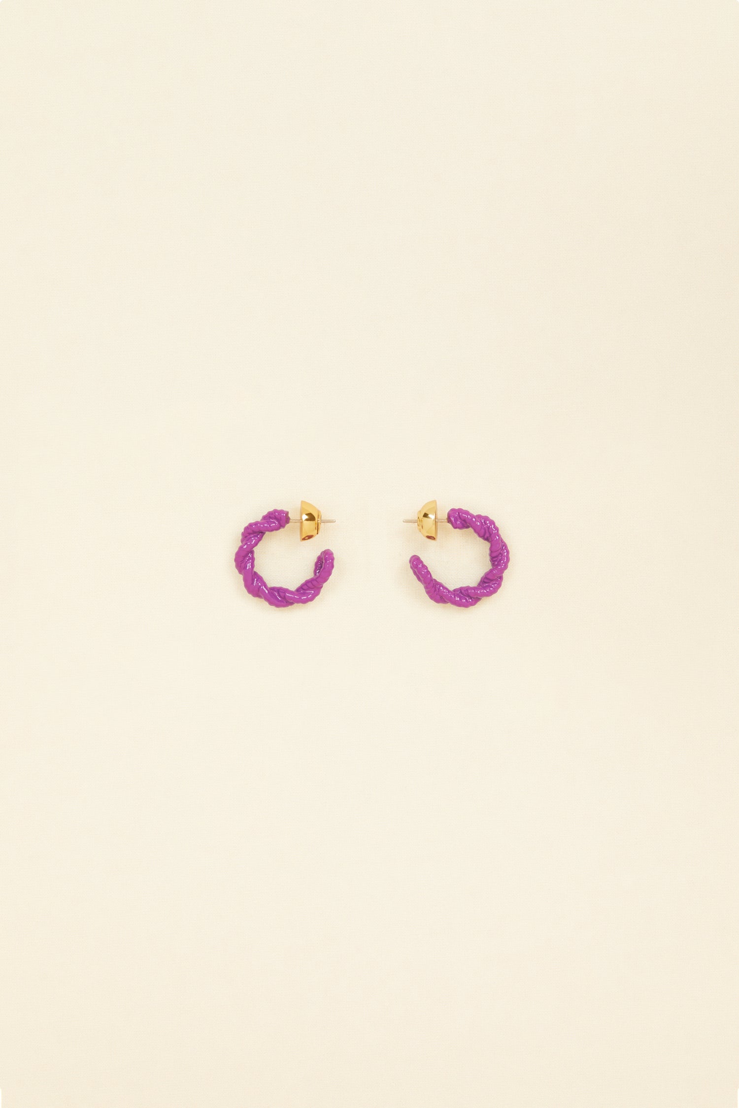 Patou Jewellery petites créoles tressées laiton violet Anémone TU