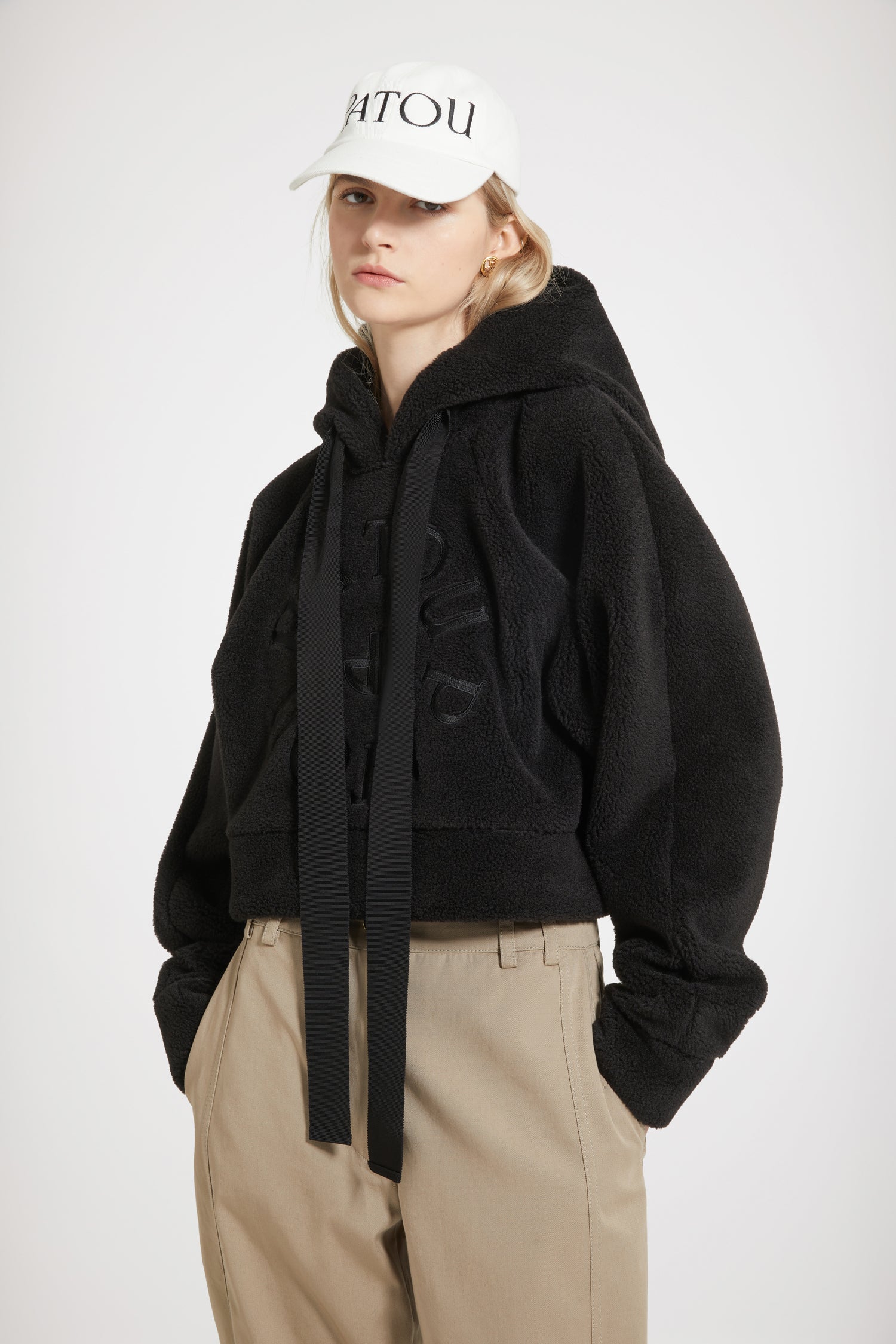 Patou H23JE0970157999B hoodie Black fausse fourrure