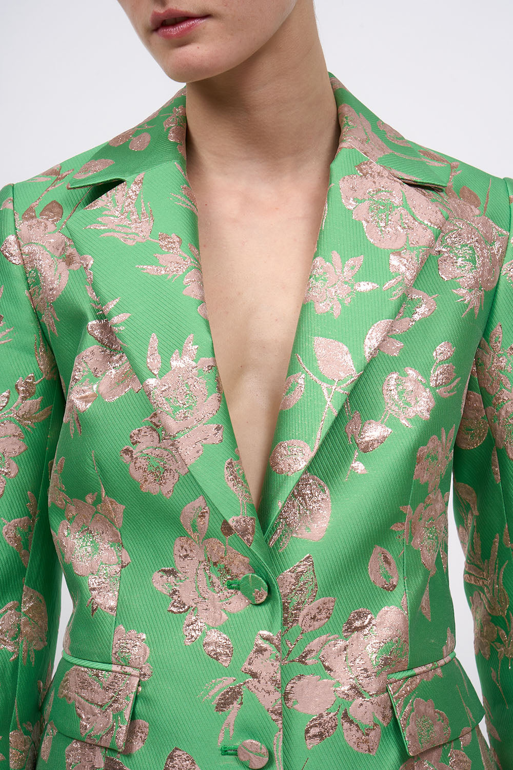 Paul & Joe Romance veste cintrée jacquard floral vert