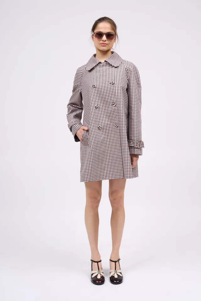 Paul & Joe Harvey manteau popeline vichy Brown and baby pink