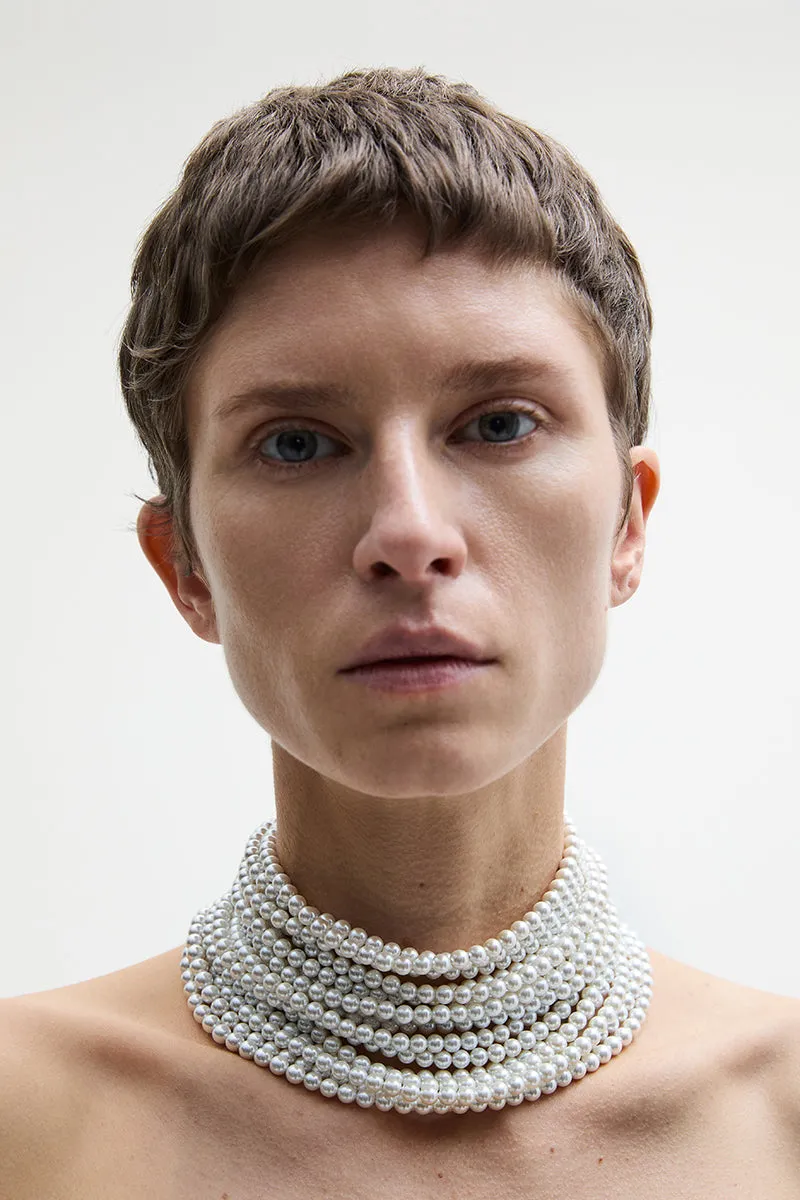 ATU Body Couture collier multirang perles nacre blanche