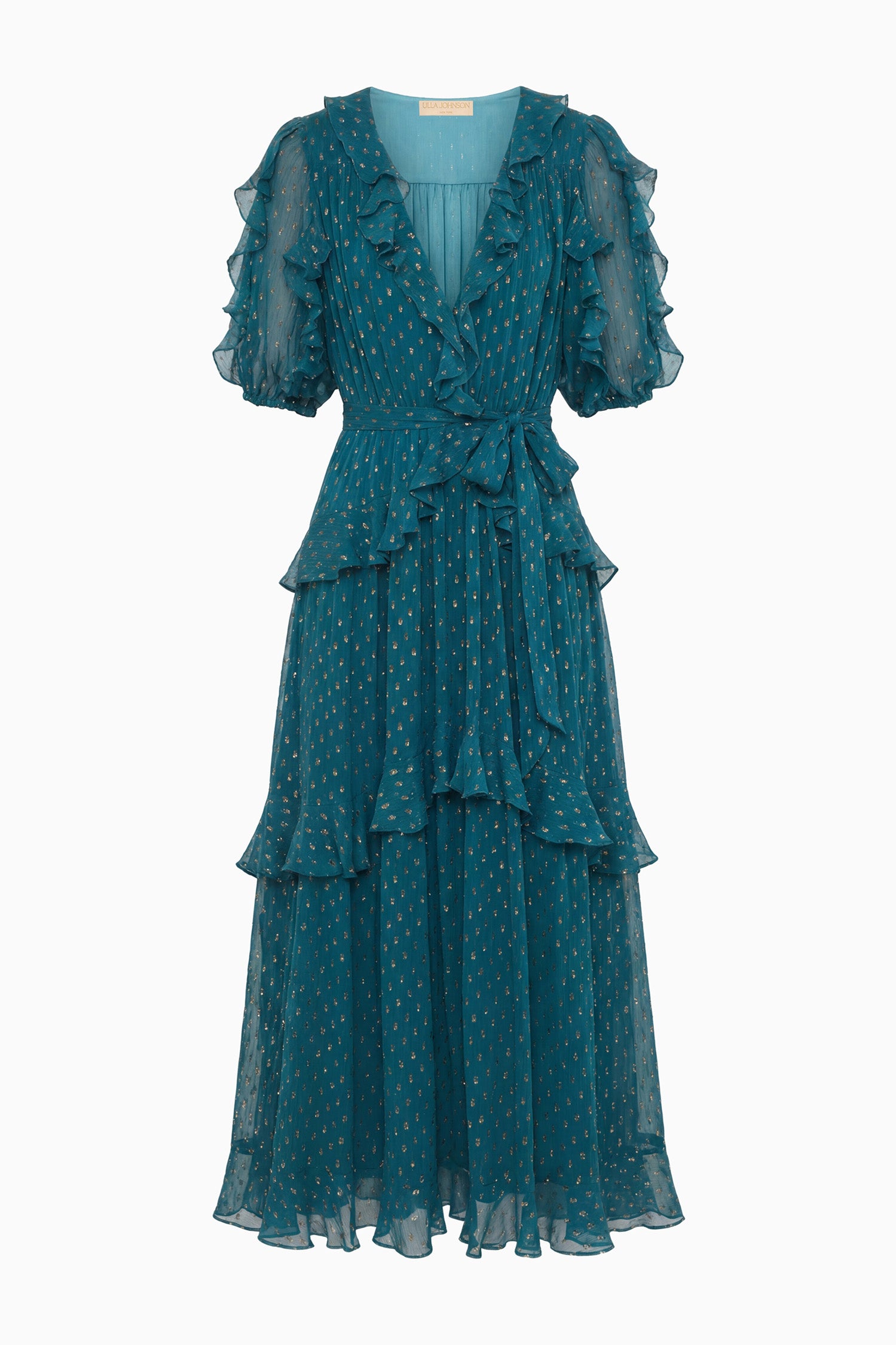 Ulla Johnson Tida robe midi soie Beryl manches courtes