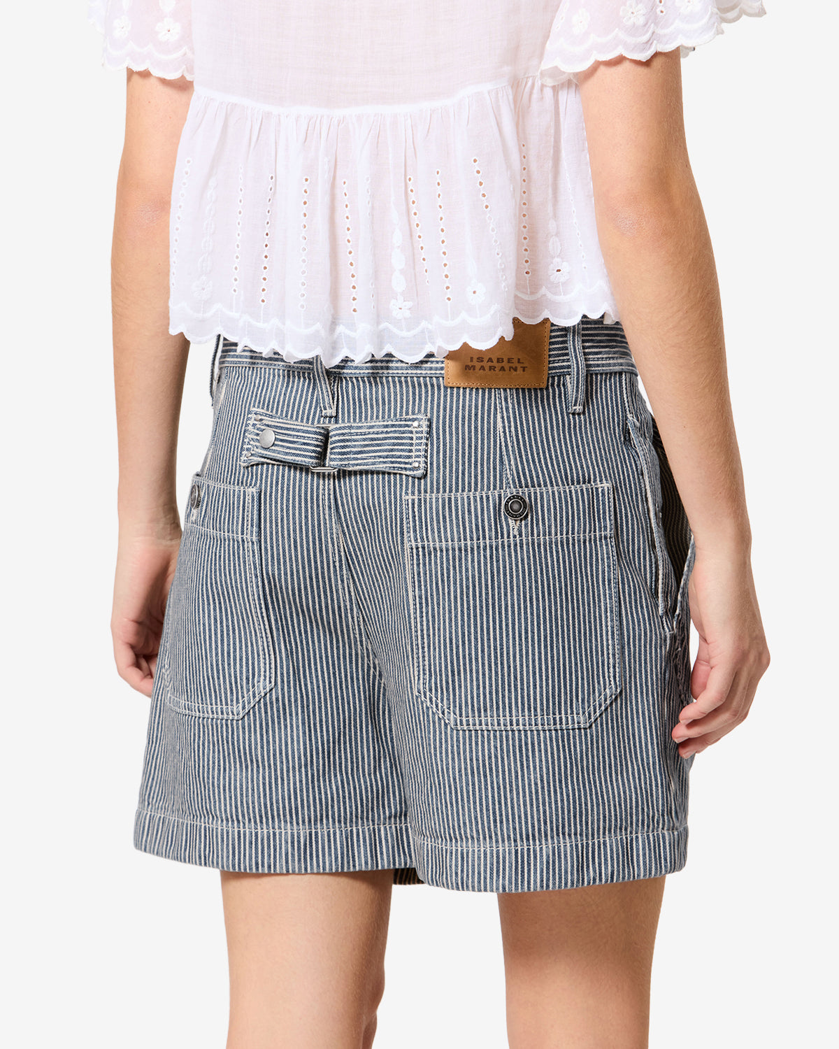 Isabel Marant Eveja short coton bleu-blanc rayé