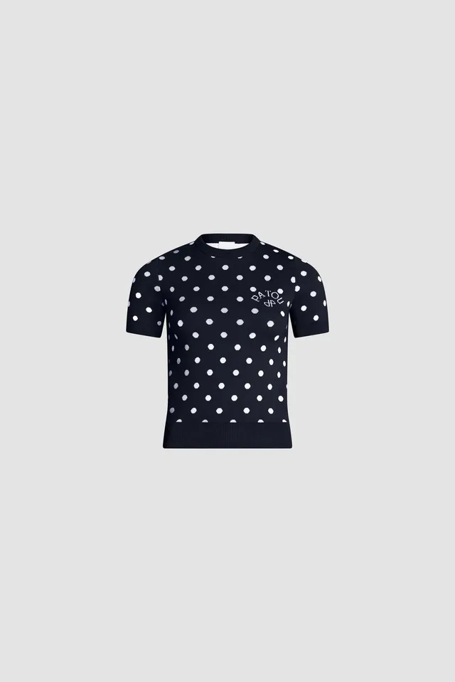 Patou P26KN31780895963 t-shirt pois coton bleu marine