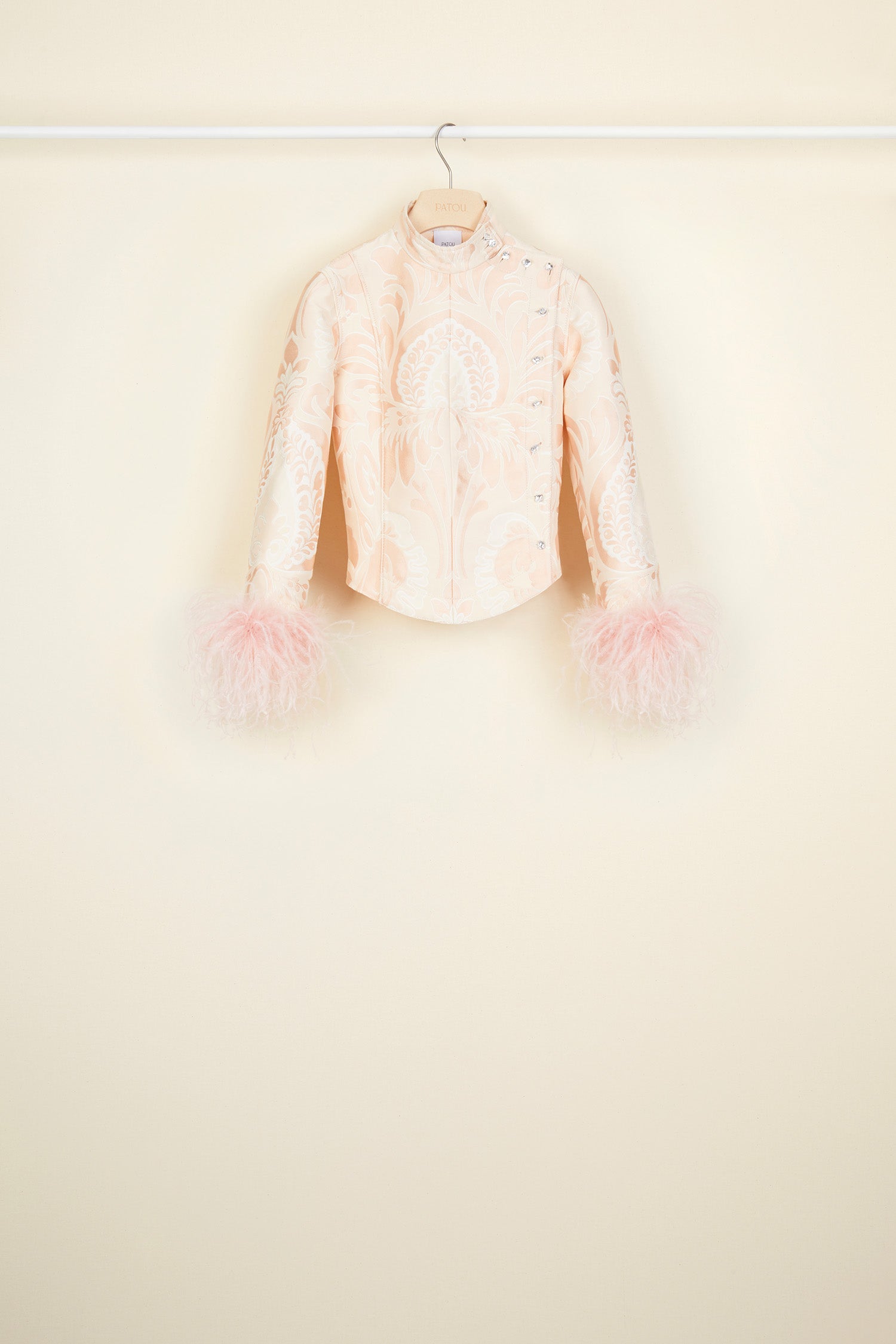 Patou H20OU00200075002 veste brocart Peach Blossom