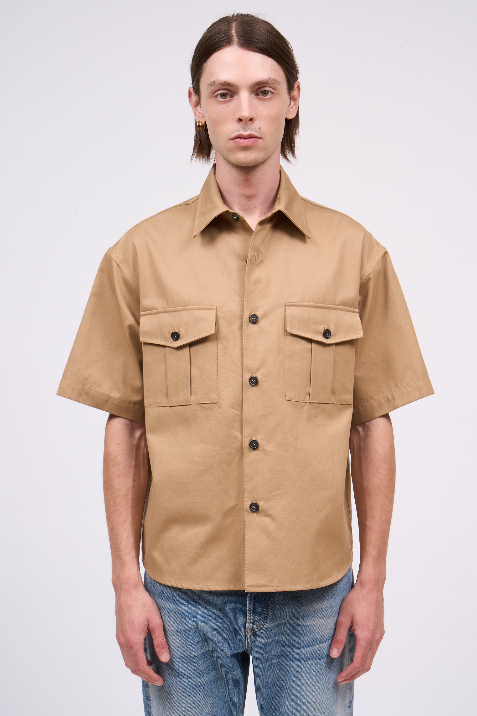 Paul & Joe Roze chemise manches courtes coton camel homme