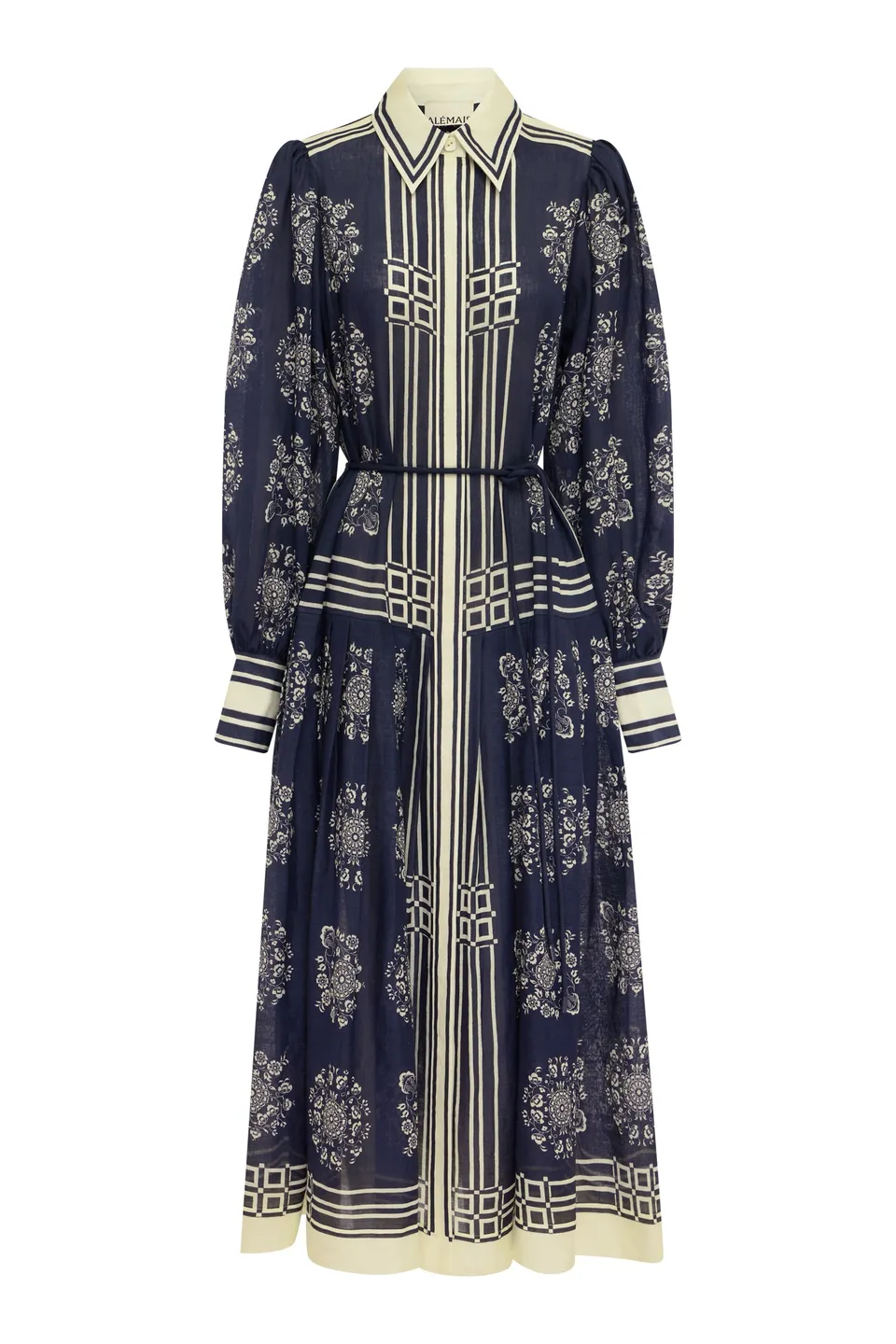 Alemais Banderra robe chemise midi ramie fleurie
