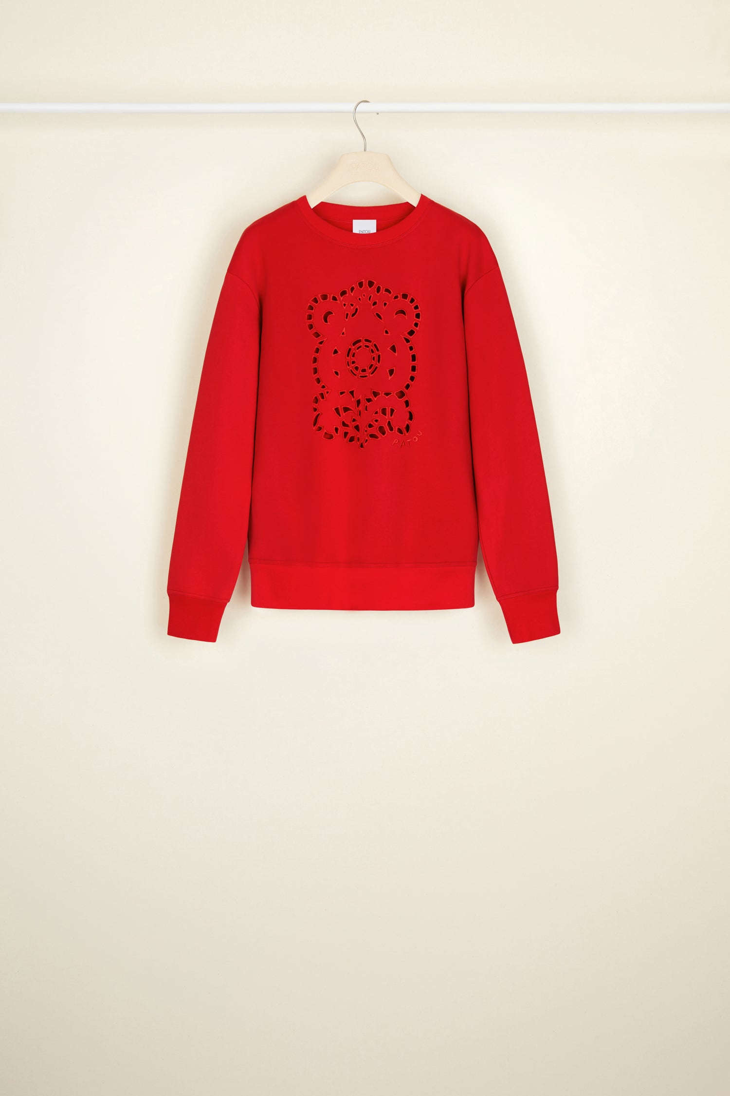 Patou JE024 sweat broderie coton bio Poppy rouge