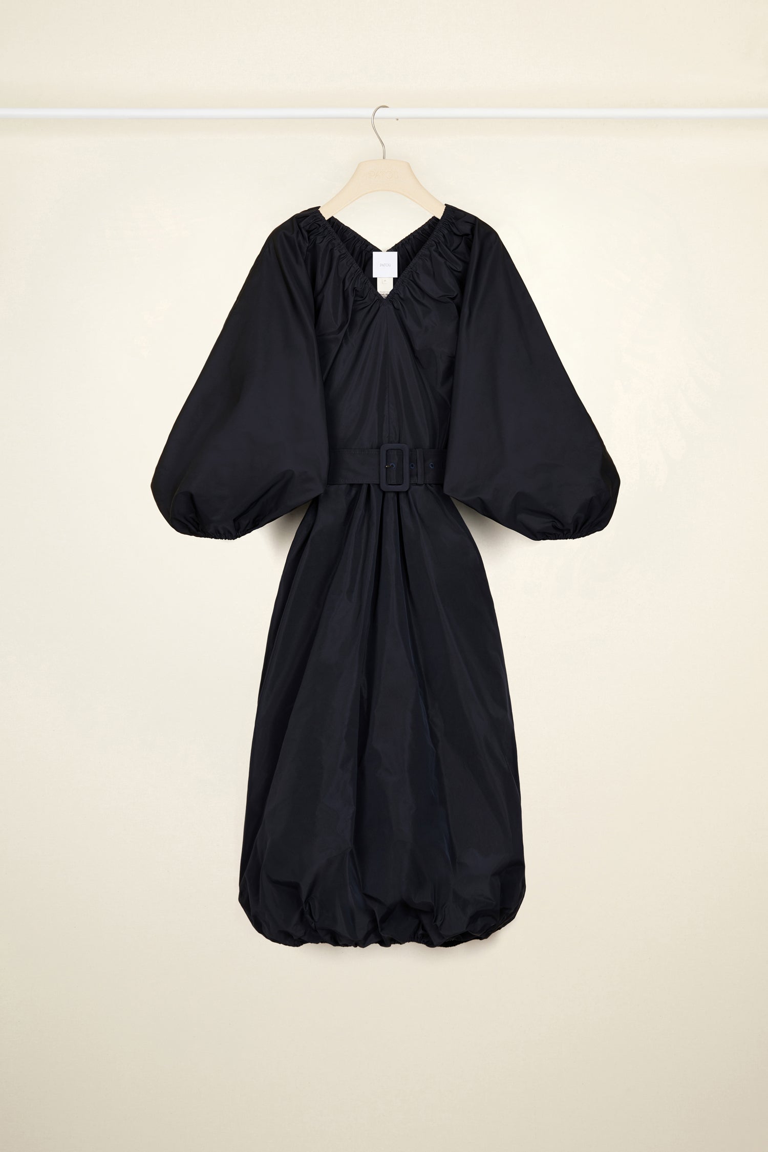 Patou DR085 robe maxi ceinturée bleu nuit faille