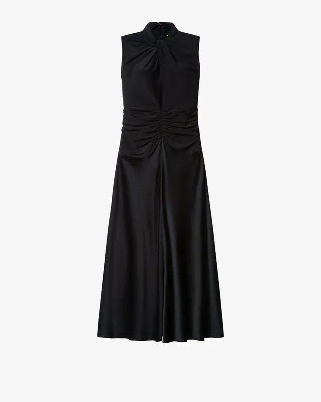 Isabel Marant Delfi robe soie noir mi-longue