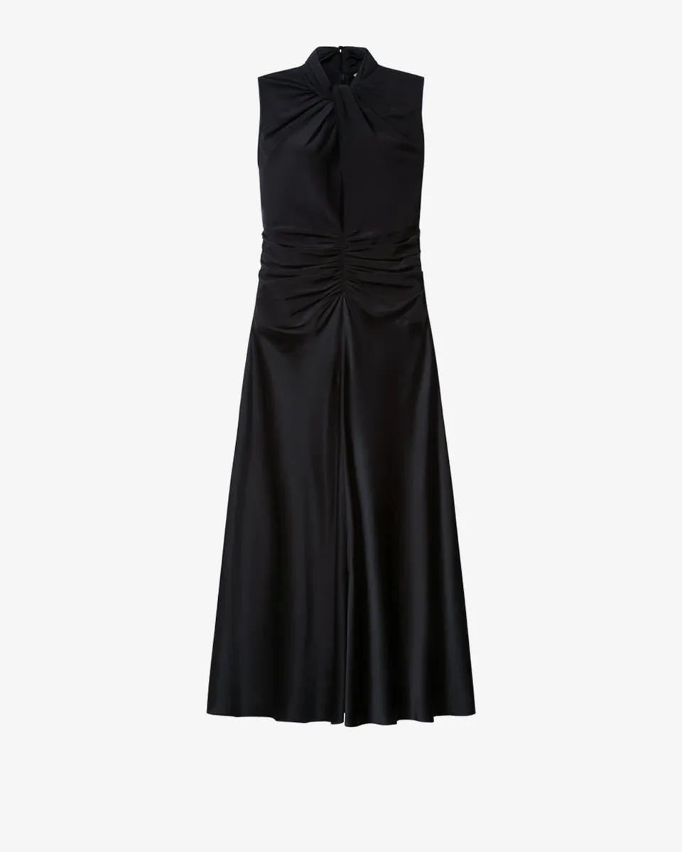 Isabel Marant Delfi robe soie noir mi-longue