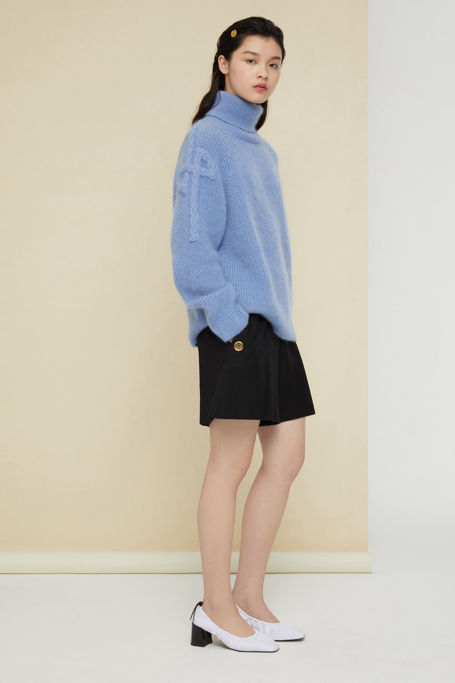 Patou A20KN0348030603B pull col roulé Blueberry mohair