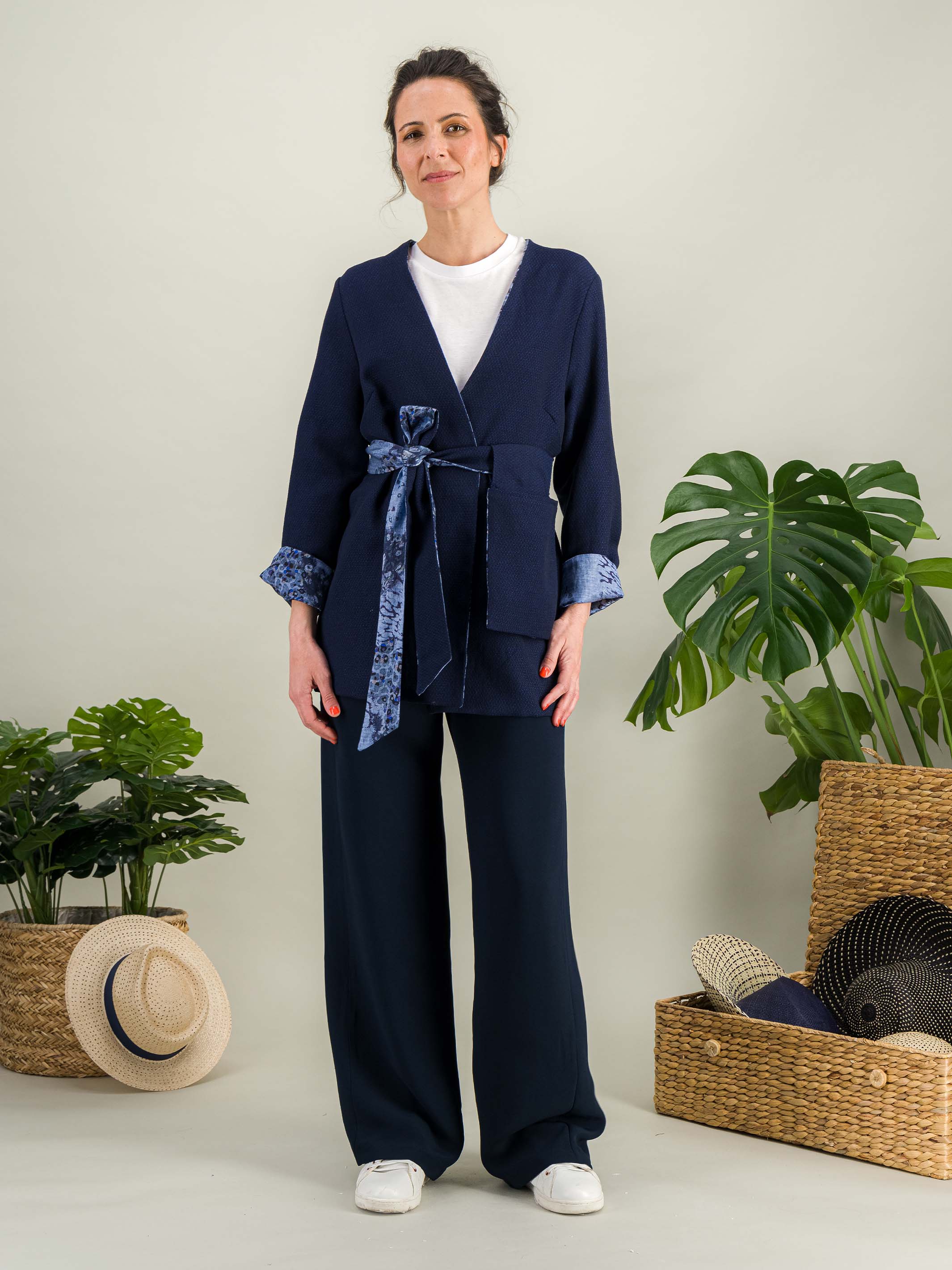Anahide Saint André Hana veste kimono réversible laine S