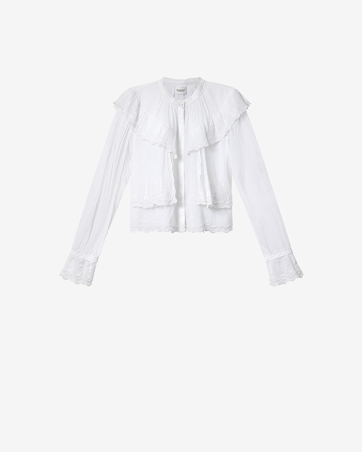 Isabel Marant Kelmon blouse broderie anglaise blanc volants