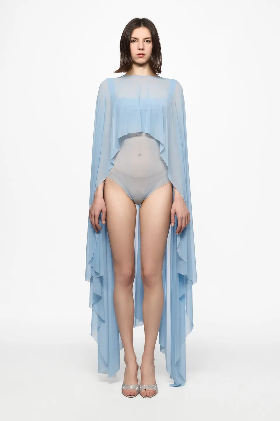 ATU Body Couture Baby Blue Mesh Bodysuit ensemble bleu S