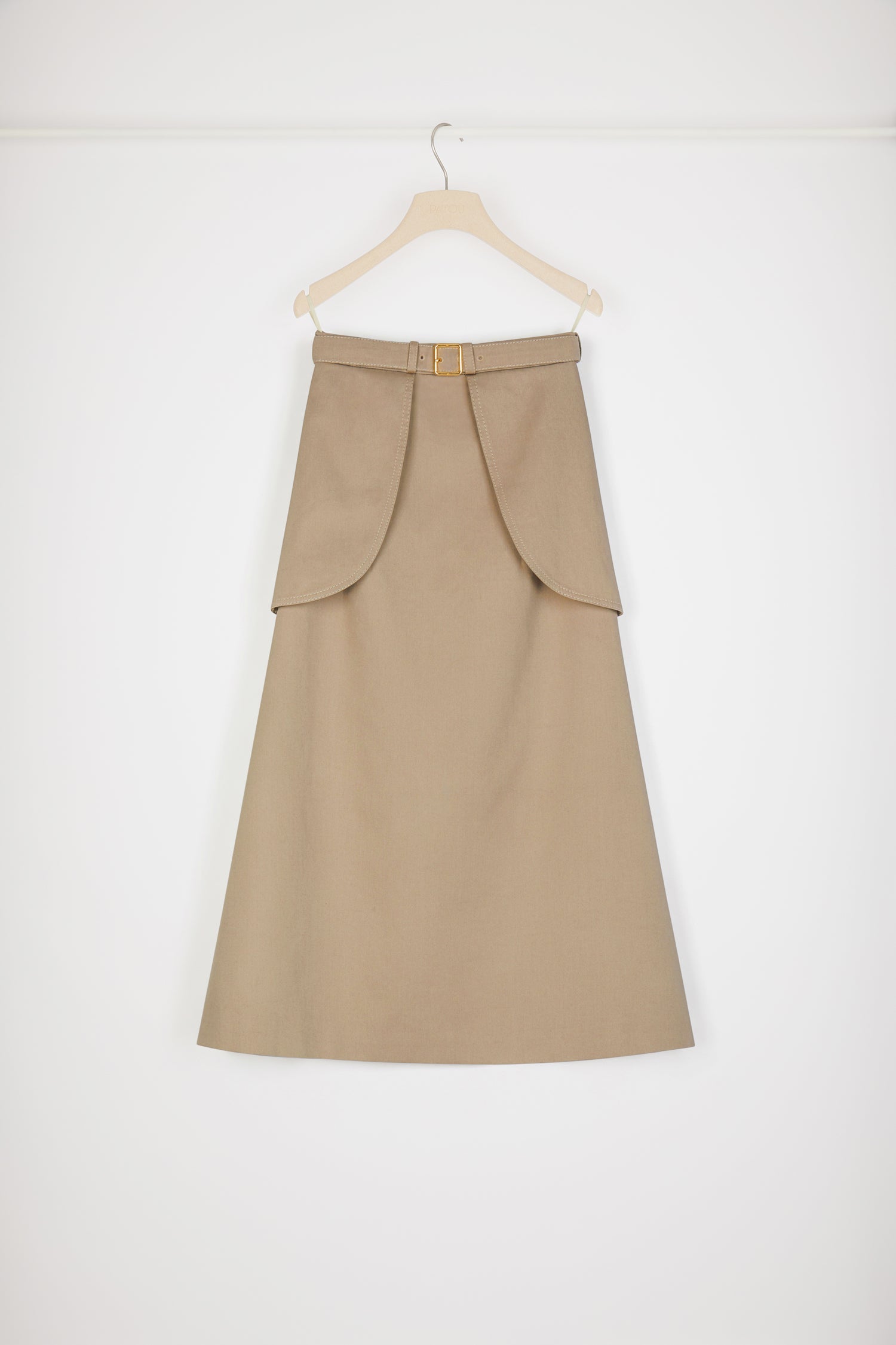 Patou SK035 jupe midi parchemin coton bio poches ceinture