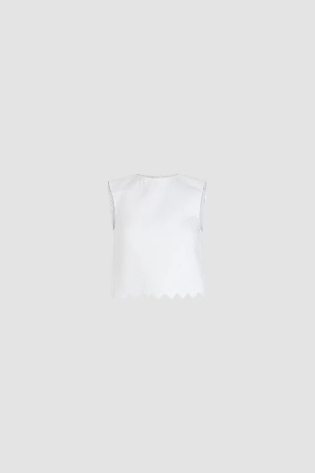 Patou P25TO1600210001W crop top blanc viscose matelassé