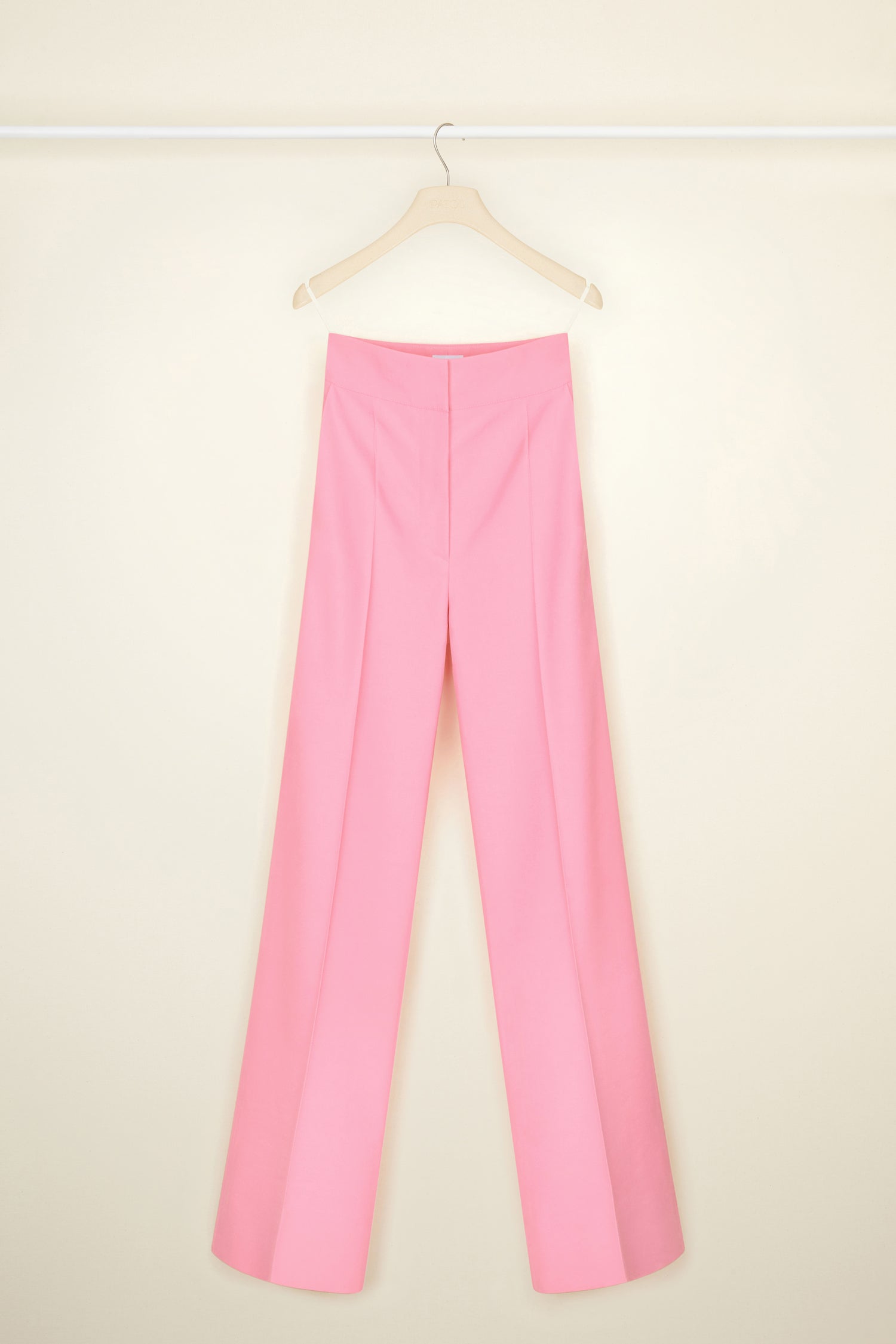 Patou TR017 pantalon tailleur rose coton laine jambe droite