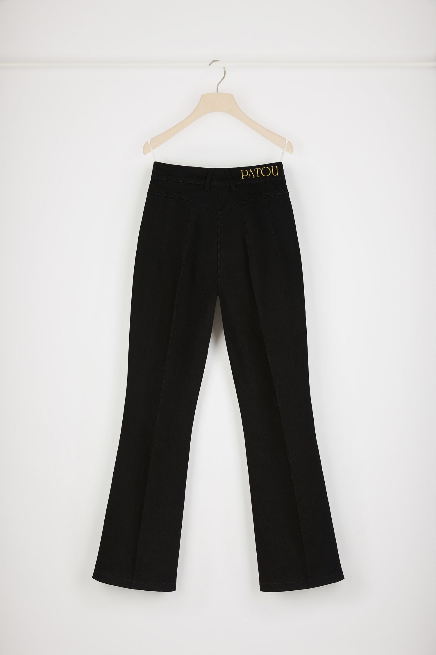 Patou Denim P23TR0300081999B pantalon flare noir coton bio