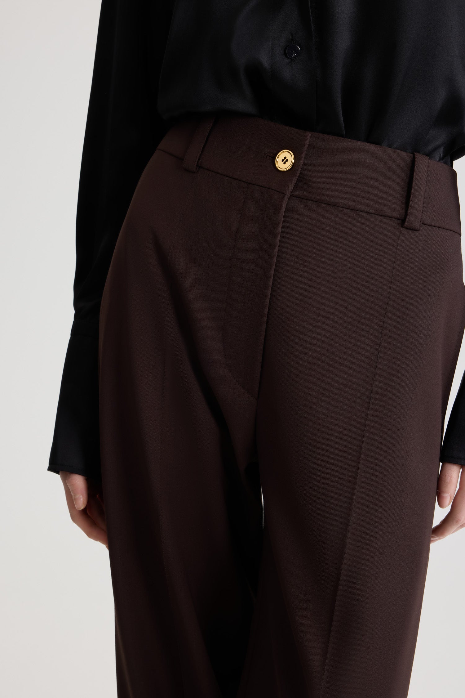 Patou TR054 pantalon évasé Smoked Ebony laine taille 38