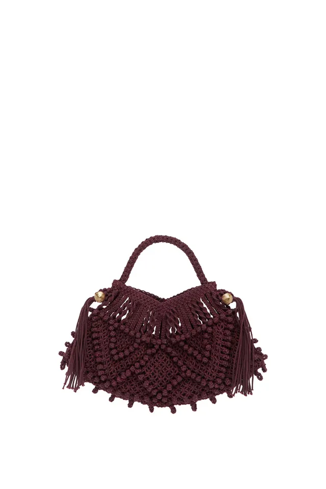 Alemaïs Macrame Crescent Bag sac macramé bordeaux taille unique