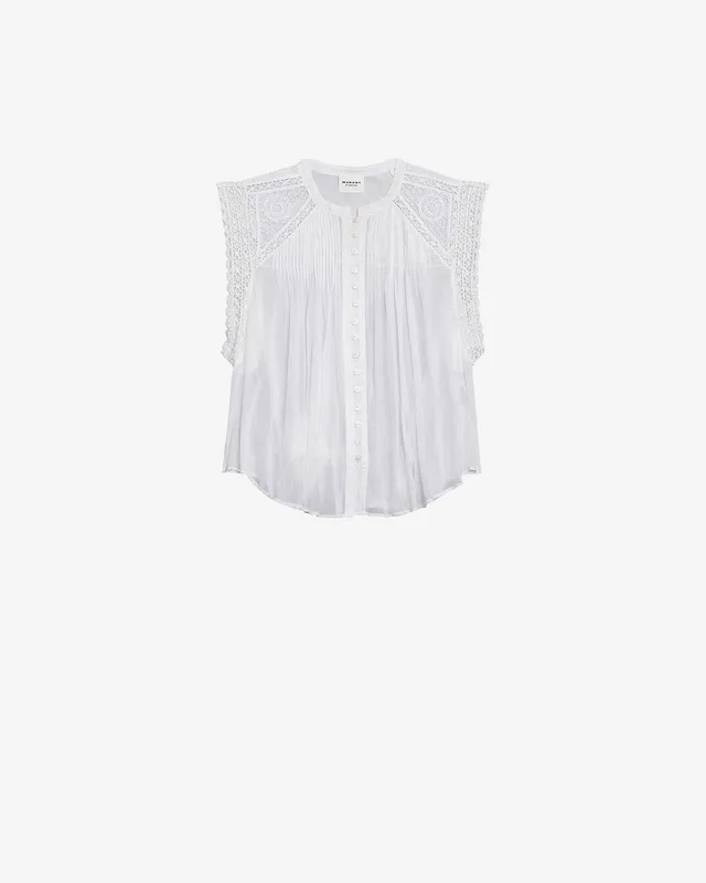 Isabel Marant Gresia Top voile coton blanc dentelle