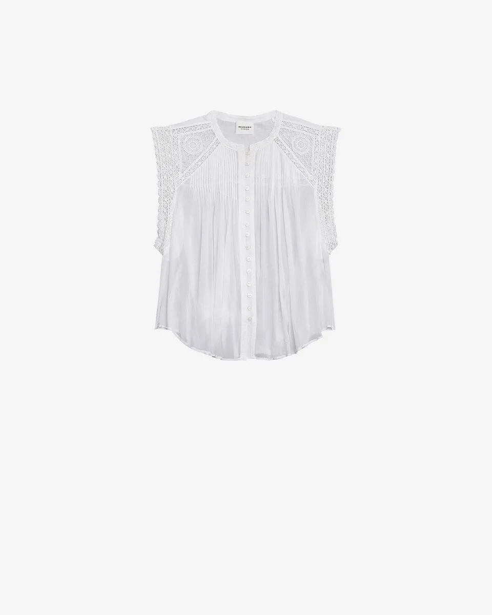 Isabel Marant Gresia Top voile coton blanc dentelle