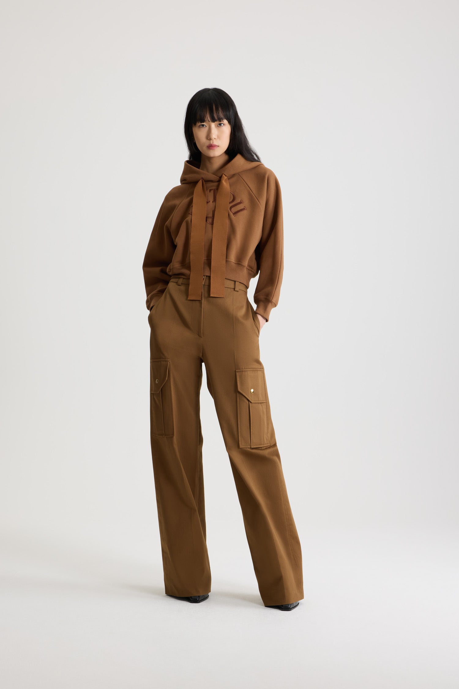 Patou JE192 sweat à capuche coton bio Mahogany marron