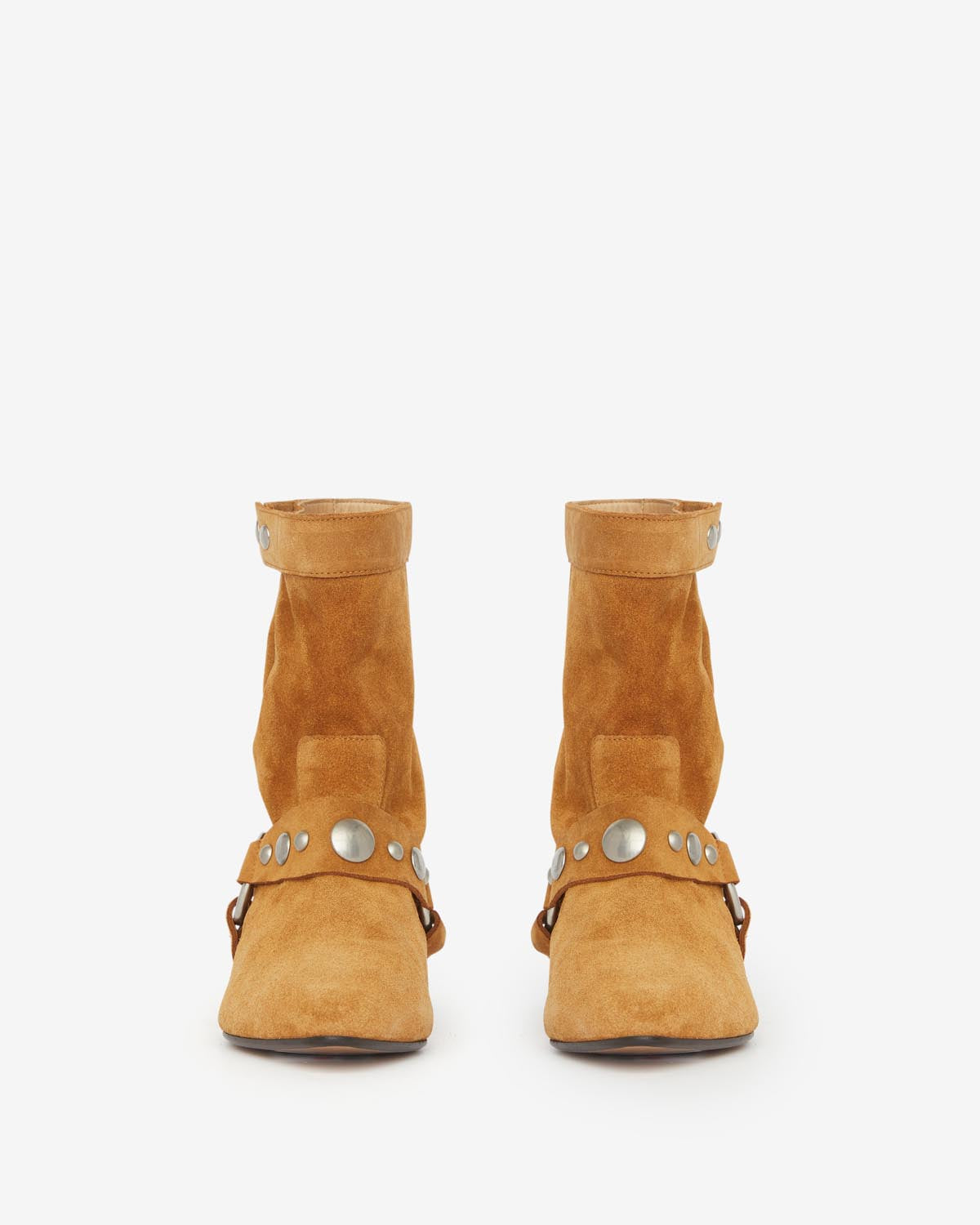 Isabel Marant Stania Boots plates cognac cuir velours