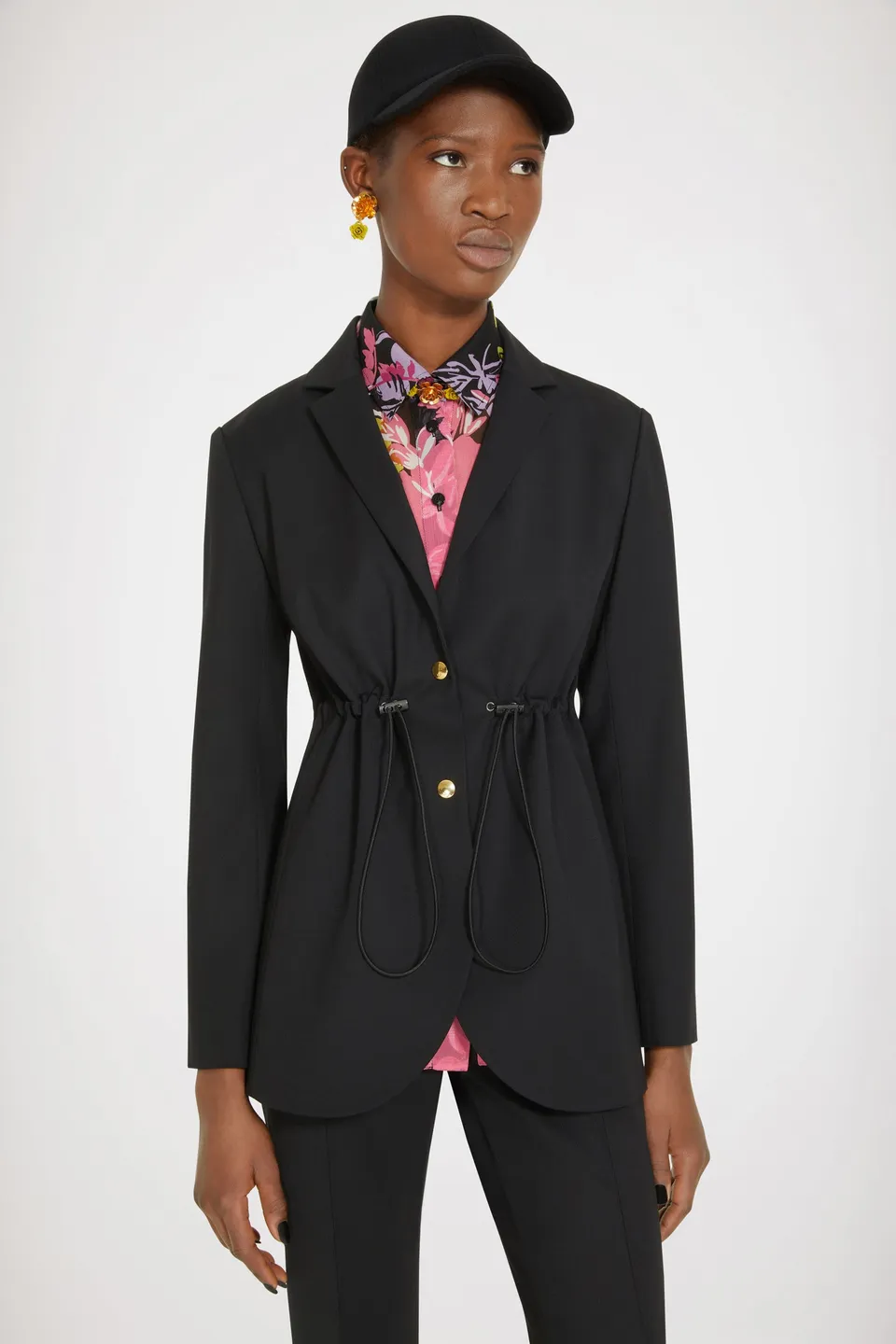 Patou JA026 veste laine vierge noire à cordon