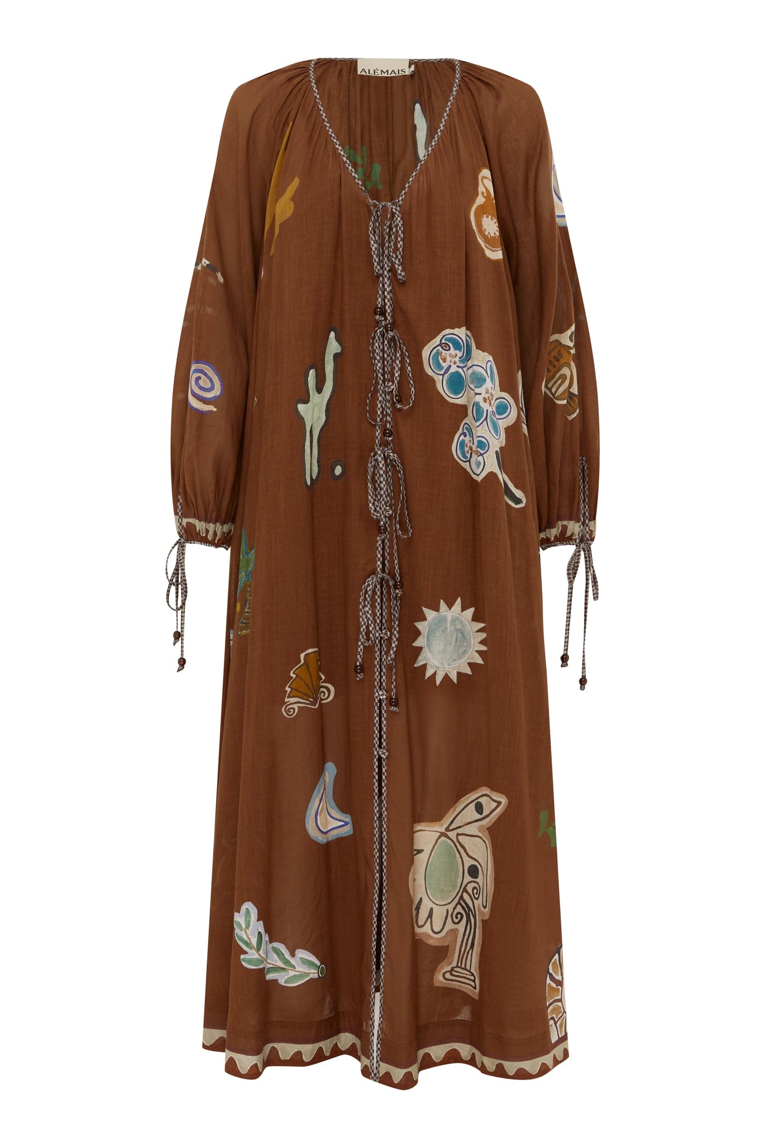 Alemaïs Laurence Tie Front Shirtdress robe midi ramie coton