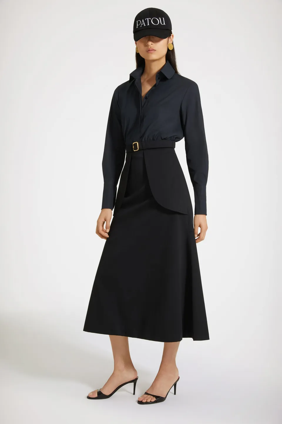 Patou SK035 jupe midi poches coton bio noire