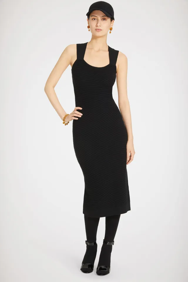 Patou H22KN0988054999B robe midi maille laine noire