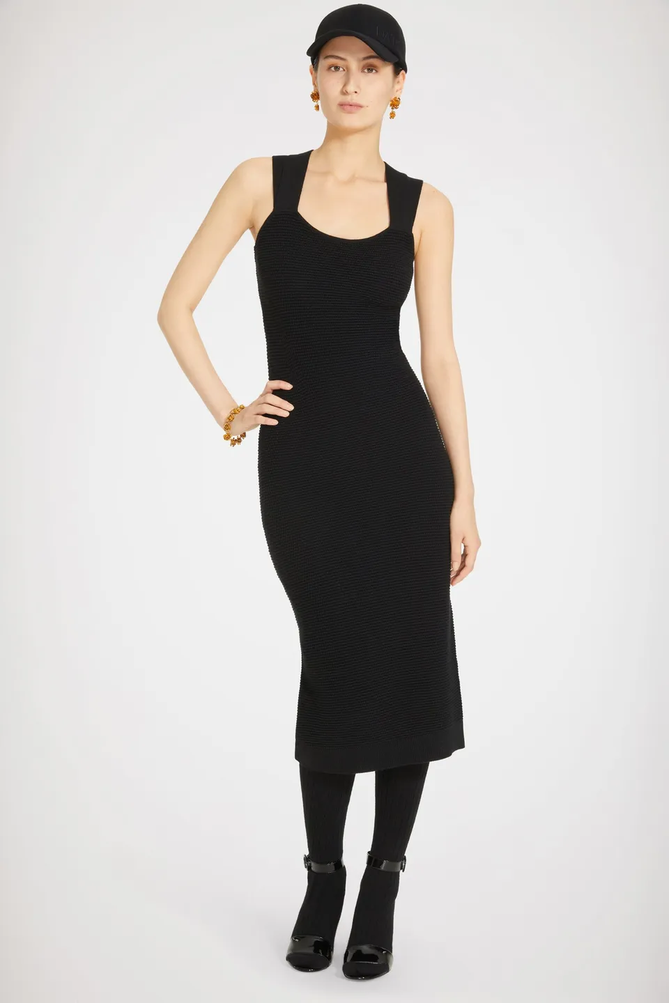 Patou H22KN0988054999B robe midi maille laine noire