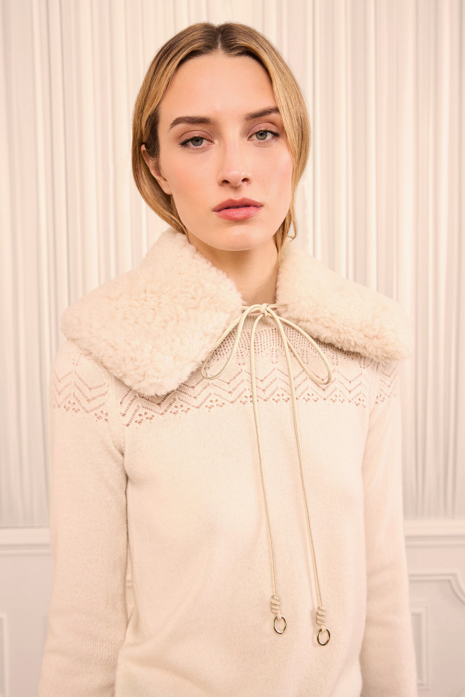 Ulla Johnson Shearling Collar col Pearl cuir réversible