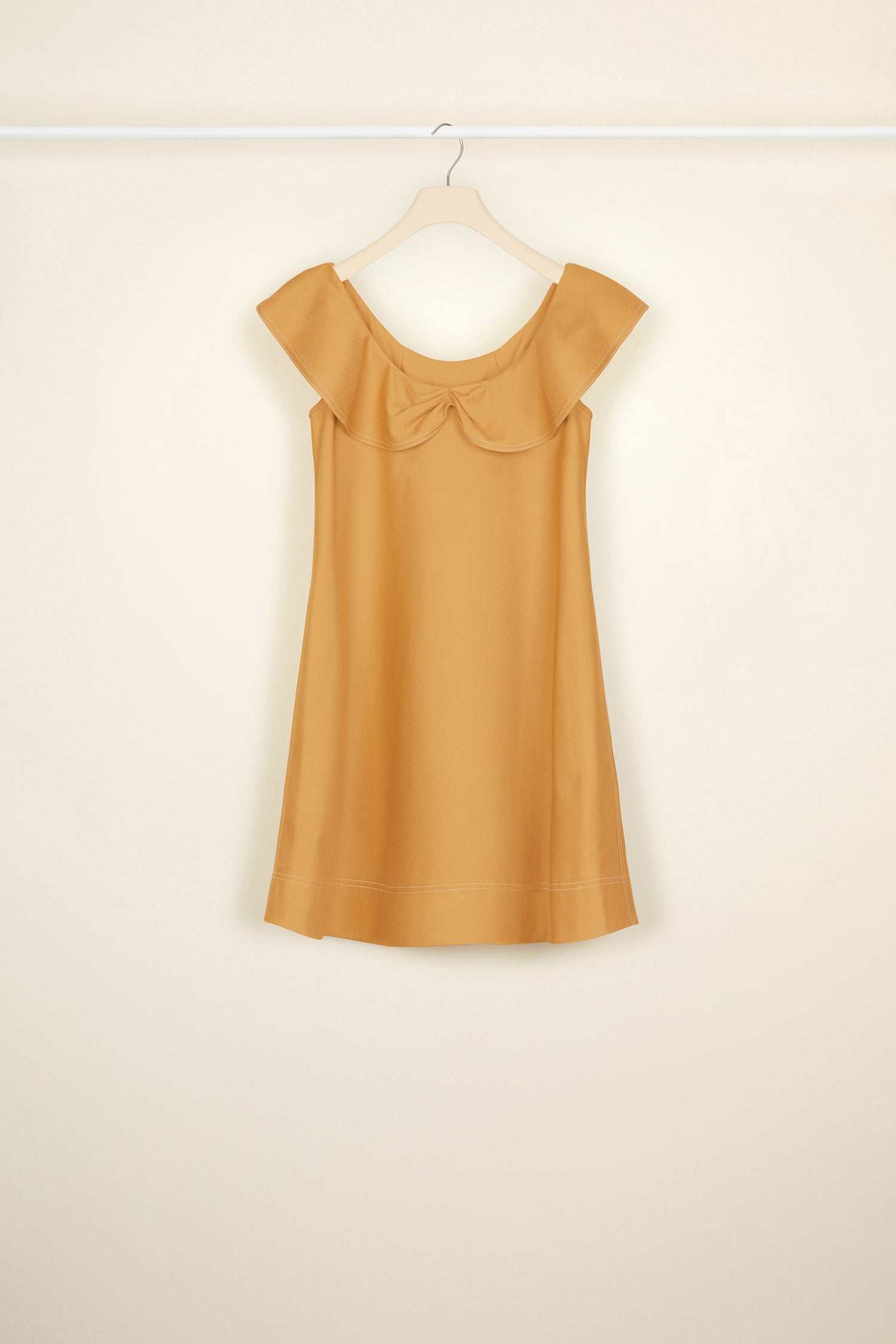 Patou DR046 mini robe coton chevrons cuivre volants