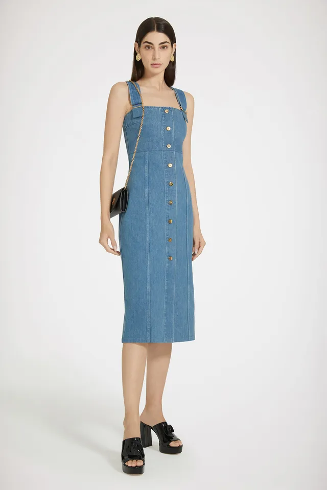 Patou DR134 robe jean denim bleu glace salopette 34-44