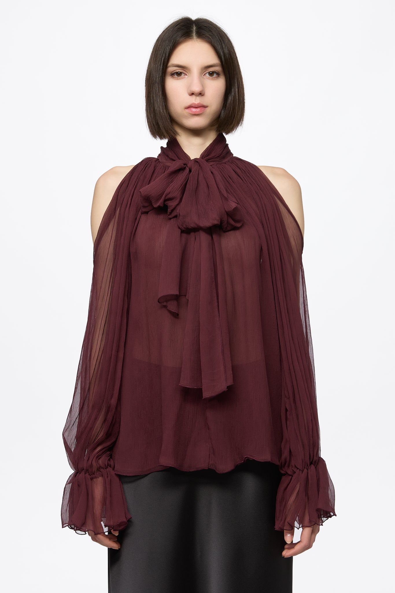 ATU Body Couture SILK chemise soie bordeaux foulard mousseline