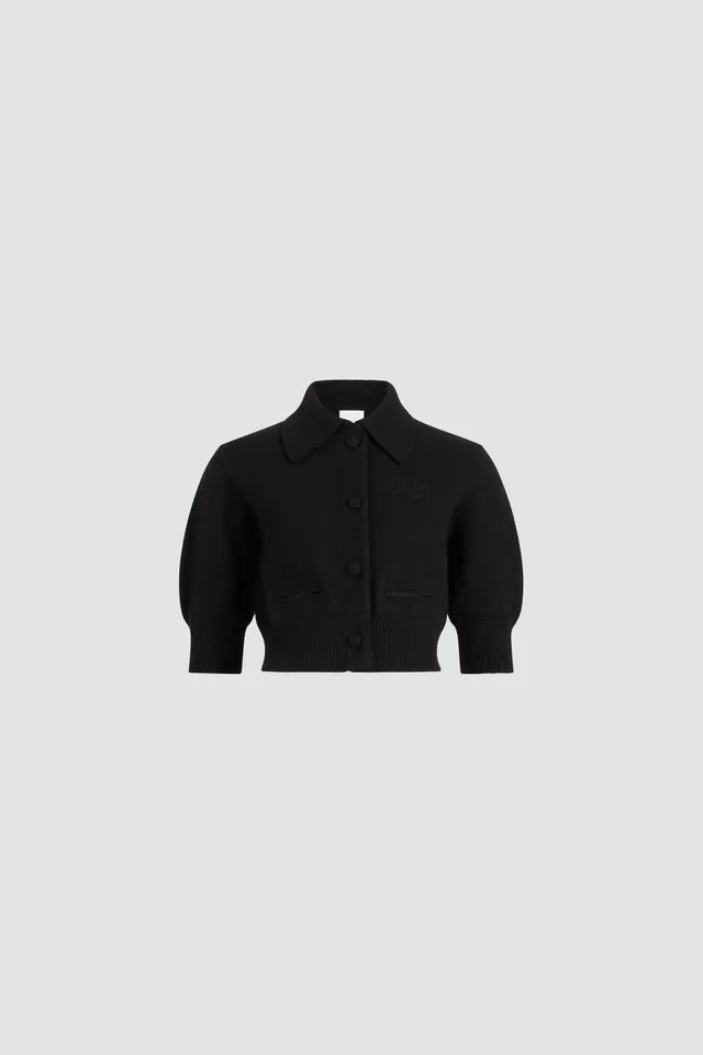 Patou KN290 cardigan court Black laine mérinos XS-XL
