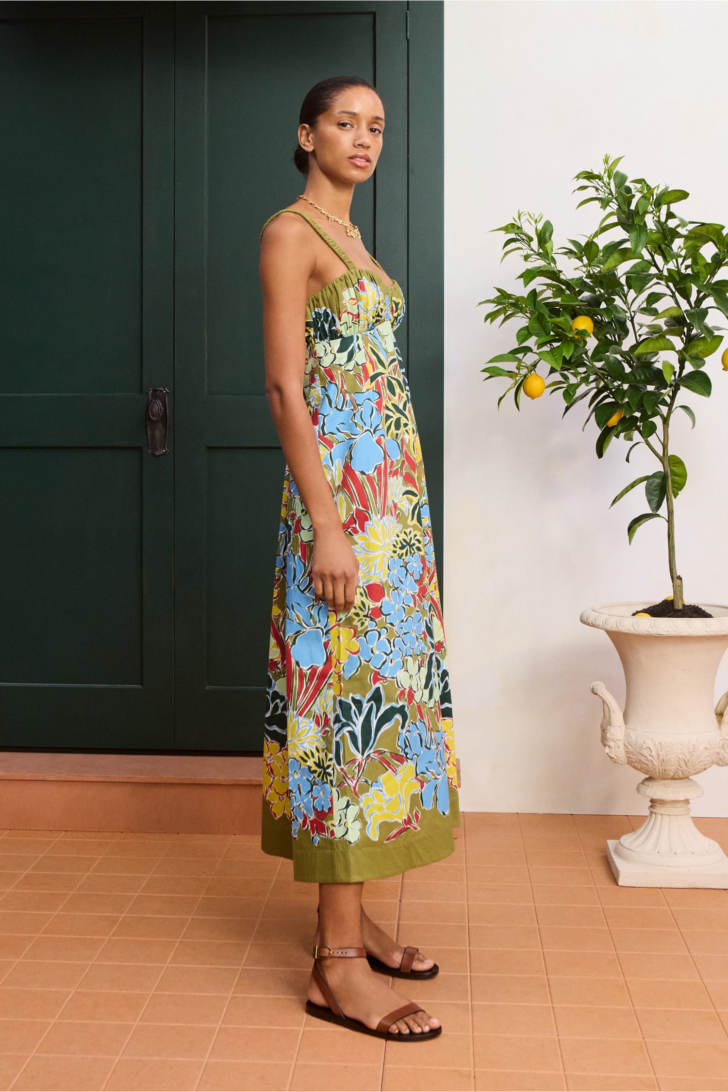 Alemaïs Solstice Midi Dress robe midi coton fleurie taille 8