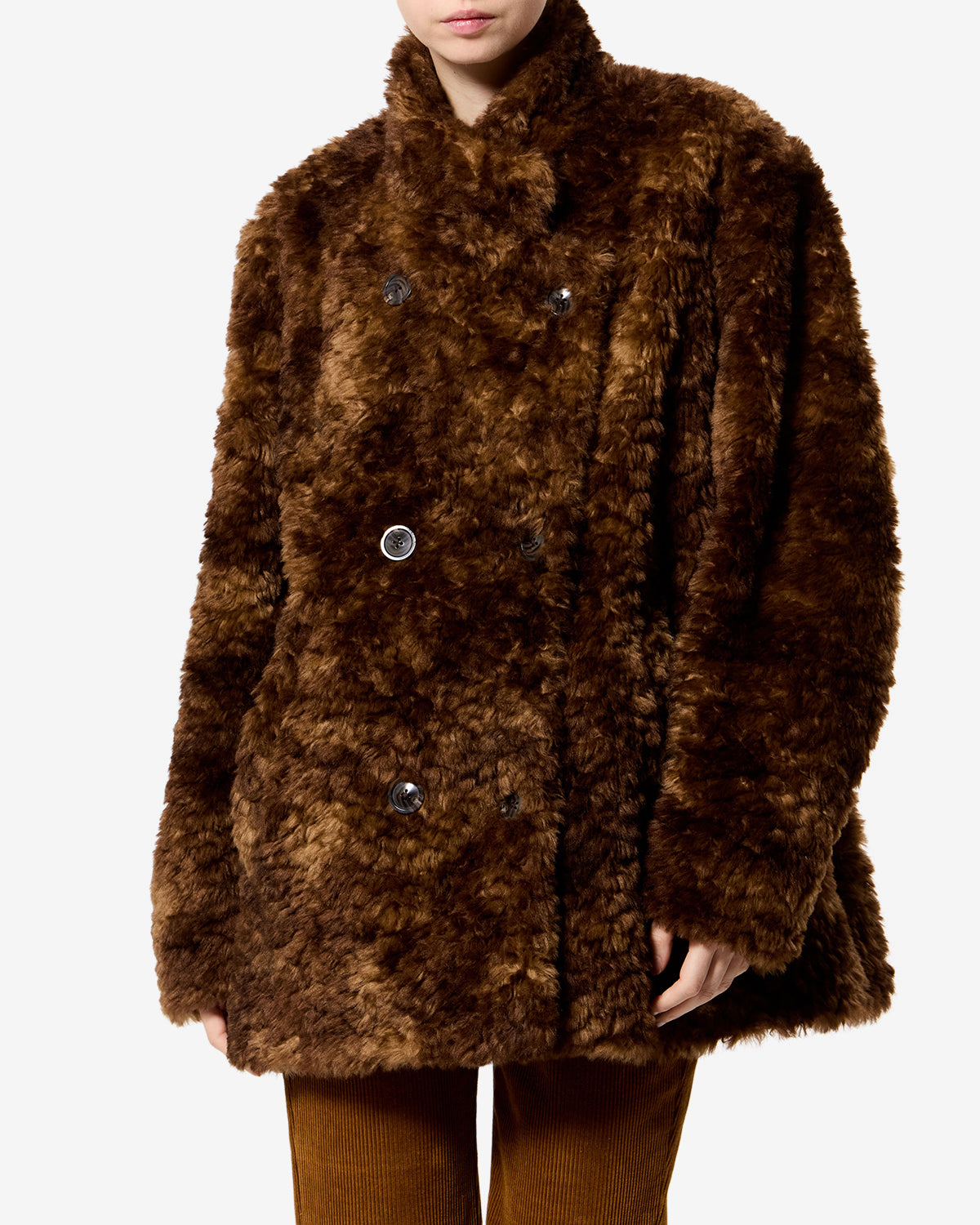 Isabel Marant Jya MA0554FA manteau marron fausse fourrure
